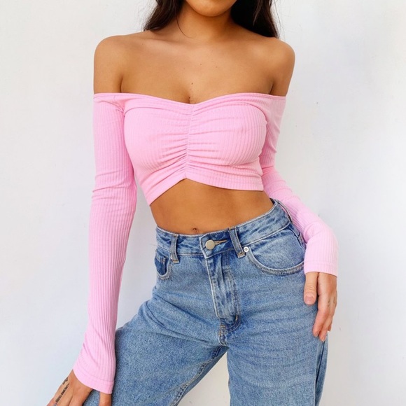 Tiger Mist Sweetheart Long Sleeve Crop Top S & L - Picture 5 of 6